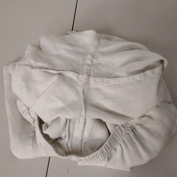 Cut Loose Linen Elastic Waist High Rise Lagenlook Minimalist Wide Leg Pants Sz S - Picture 8 of 14